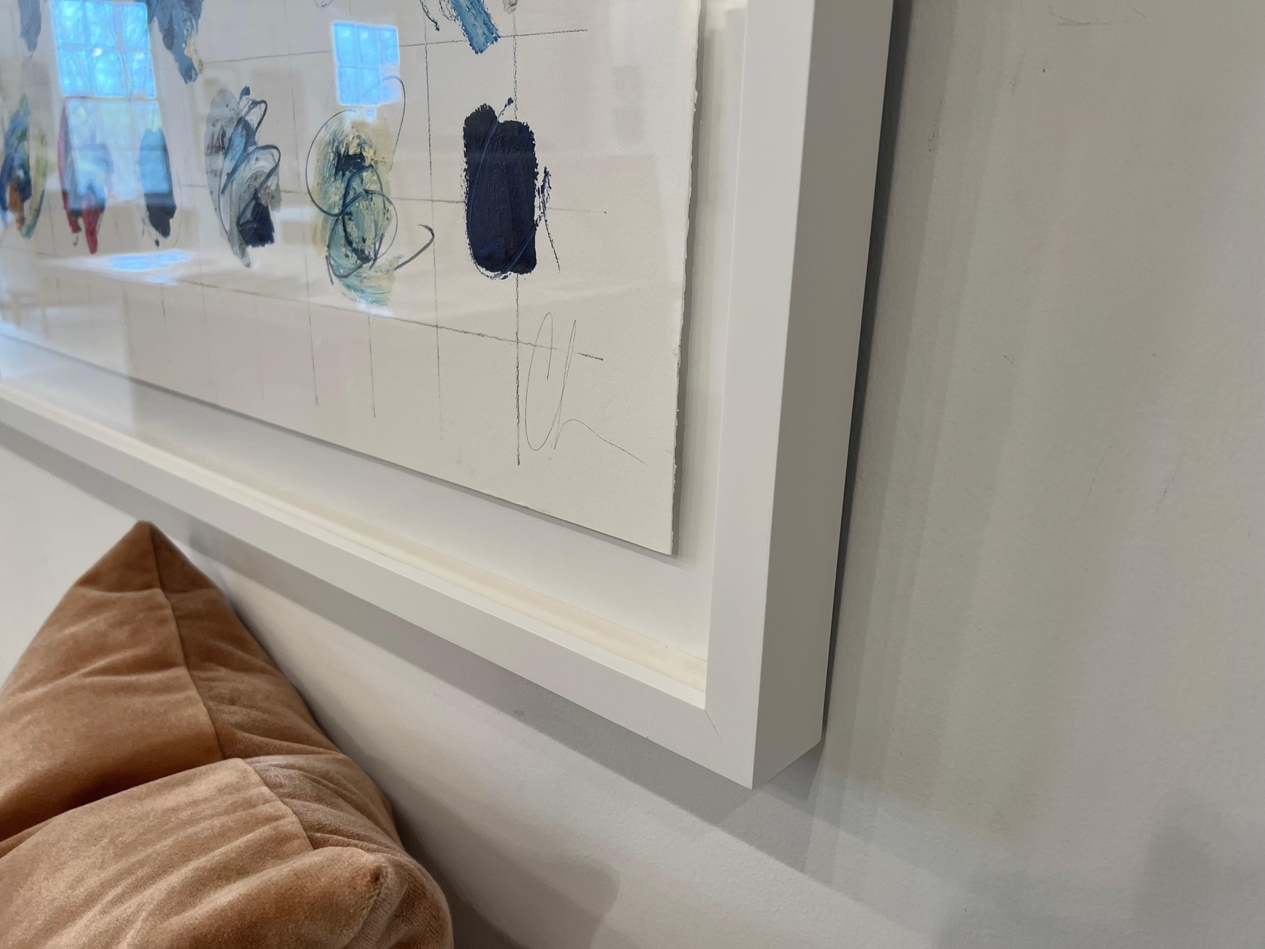 Blue Mesas by Colleen Leach, Contemporary Framed Abstract Dots on paper 4