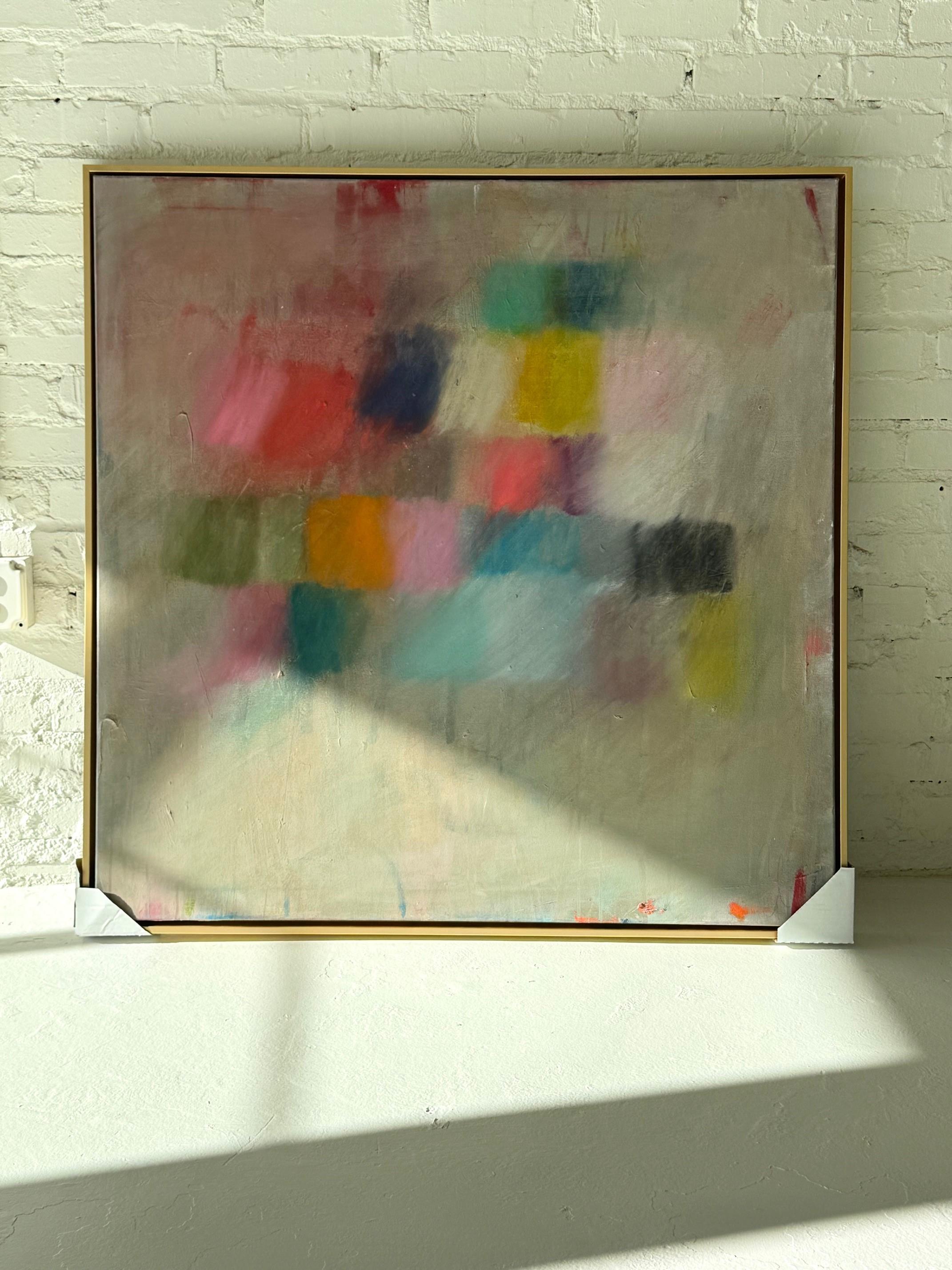 Grounding Mat by Colleen Leach, Large Framed Abstract Oil on Canvas Painting 1
