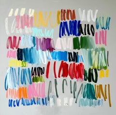 Her di Colleen Leach, dipinto astratto olio su tela con cornice di grandi dimensioni