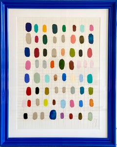 Humble Quest by Colleen Leach, Contemporary Blue Framed Abstract Dots on paper