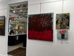 Judy Blue Eye by Colleen Leach, Mixed media canvas abstract painting, Colorful