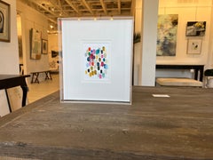 Off the Deep End by Colleen Leach, Framed Abstract oil and pencil on paper