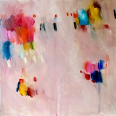 Ora by Colleen Leach, Large Framed Abstract Oil on Canvas Painting in Pink