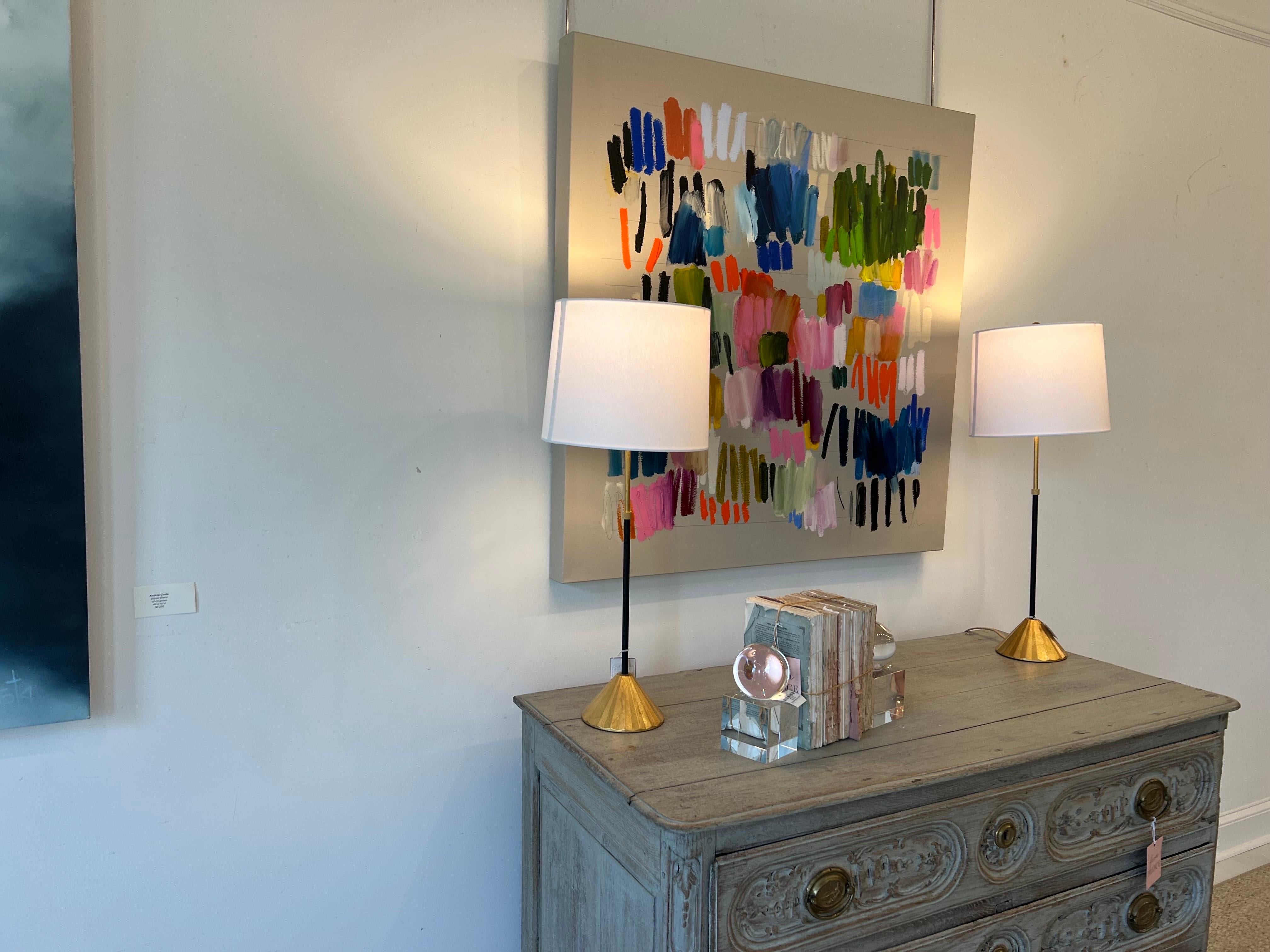 Colleen Leach is a self taught artist.  She believes that art evokes the human spirit. Heavily influenced by music, Colleen's work explores the relationship of playful bold linear works, texture and the use of color blocks as a primary compositional