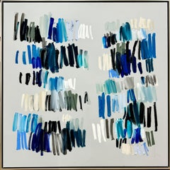 Silver Lining by Colleen Leach, Big Contemporary blue oil painting on canvas