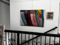 You Can Leave the Light On di Colleen Leach Quadro astratto su tela a tecnica mista