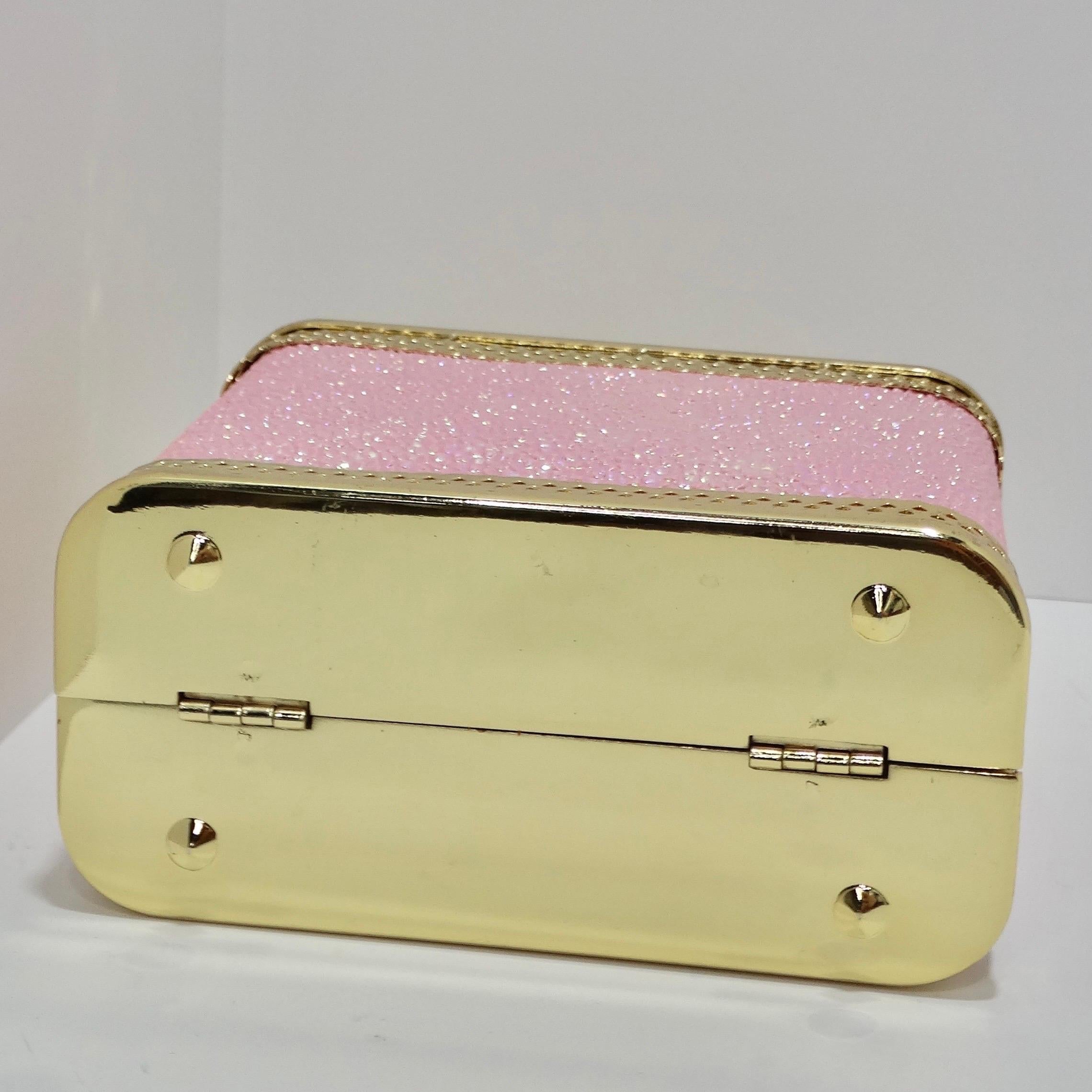 Colleen Lopez Pink and Gold Plated Minaudière Bag  6