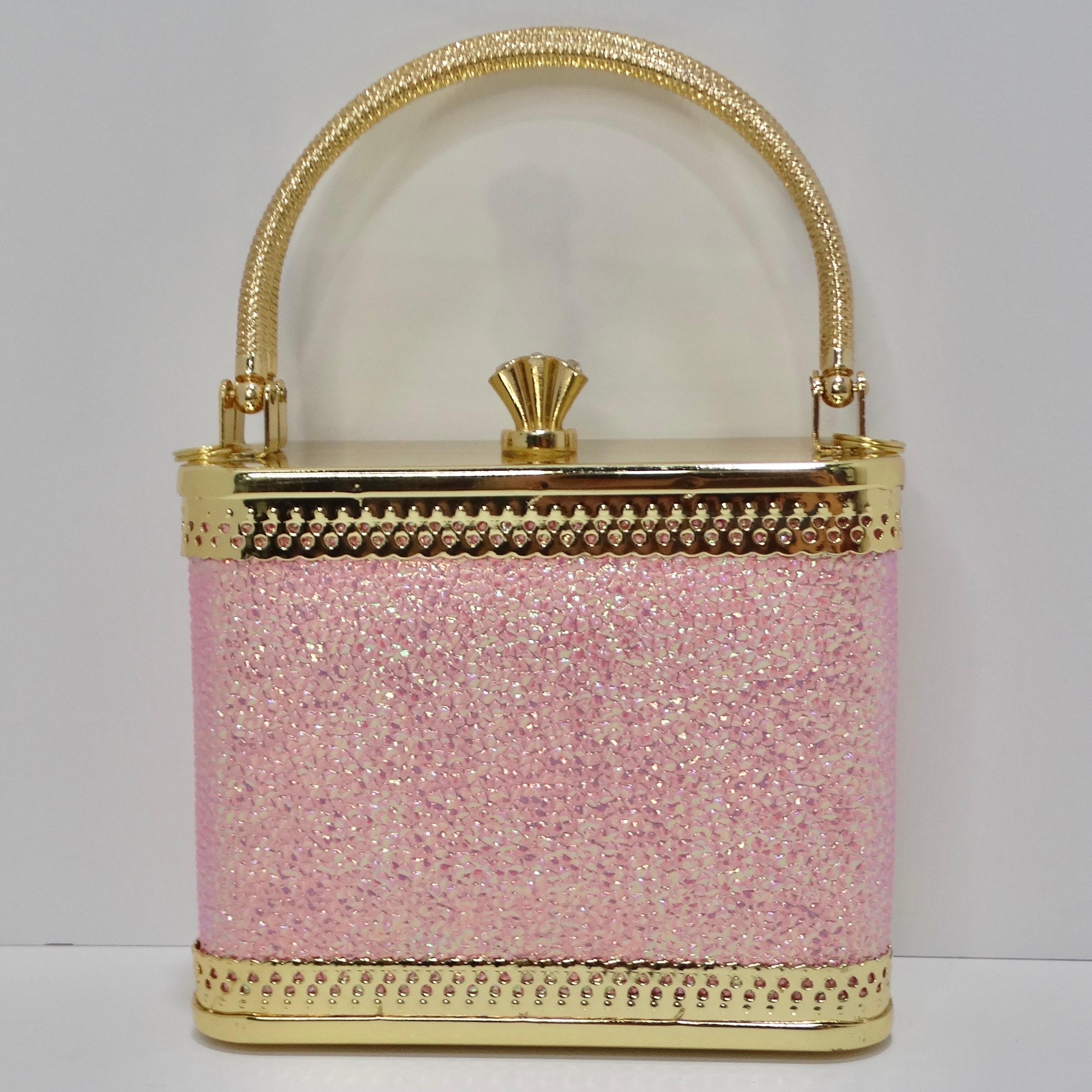 Women's or Men's Colleen Lopez Pink and Gold Plated Minaudière Bag  For Sale