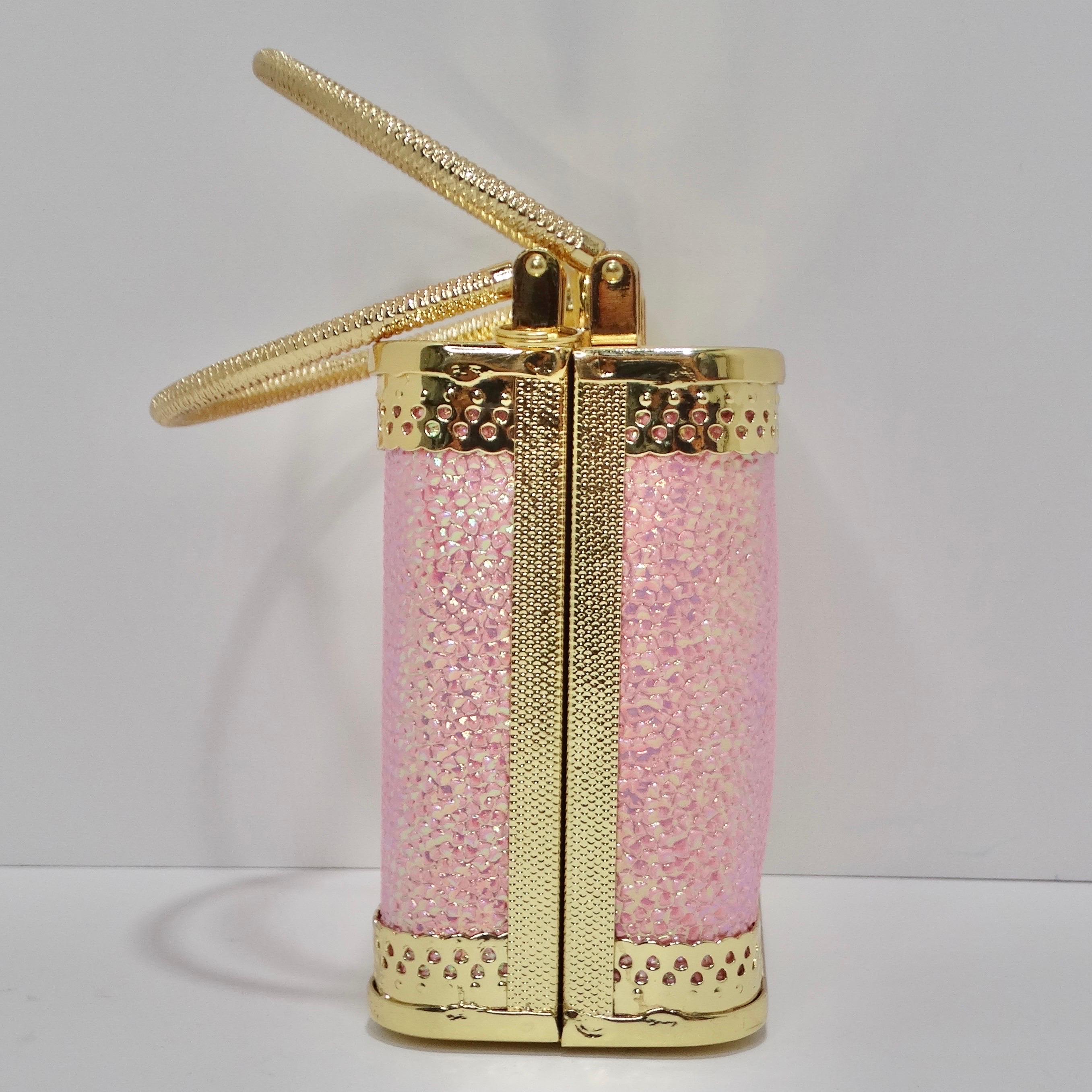 Colleen Lopez Pink and Gold Plated Minaudière Bag  For Sale 1