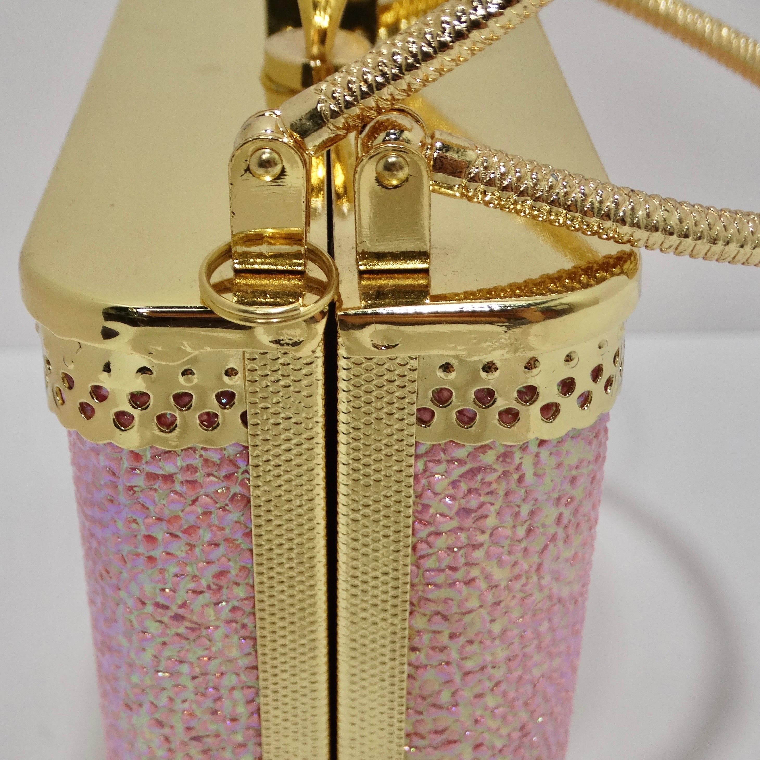 Colleen Lopez Pink and Gold Plated Minaudière Bag  2