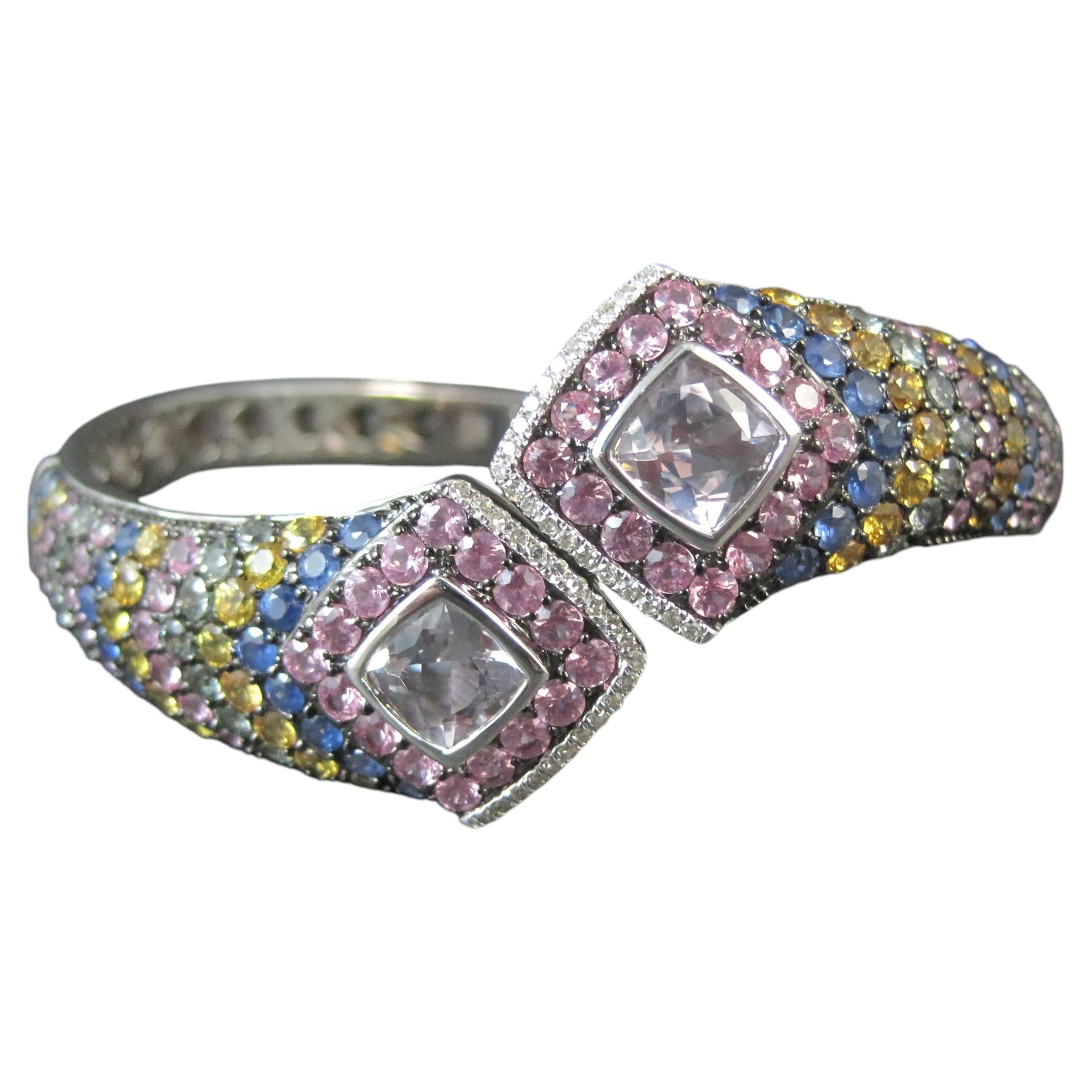 Colleen Lopez Rose de France Sapphire and Diamond Sterling Silver Bracelet
