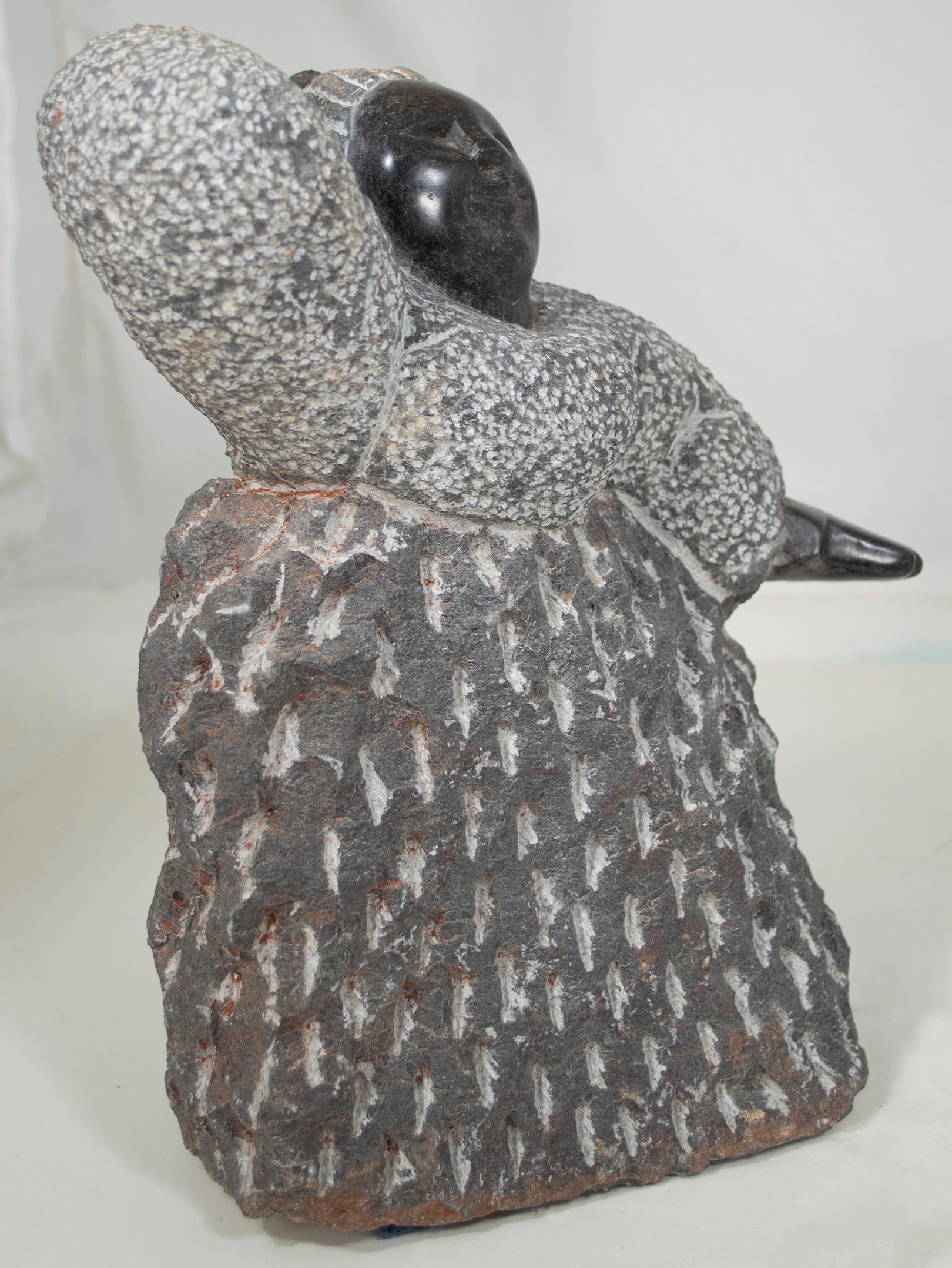 'Excited Girl' original Shona stone sculpture signed by Colleen Madamombe For Sale 1