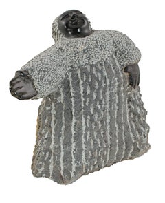 "Giving a Sign (C-33)" Black Serpentine Stone Sculpture by Colleen Madamombe