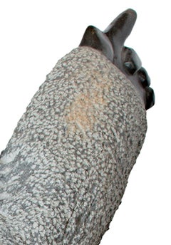 "Giving Directions C-60, " black serpentine sculpture by Colleen Madamombe