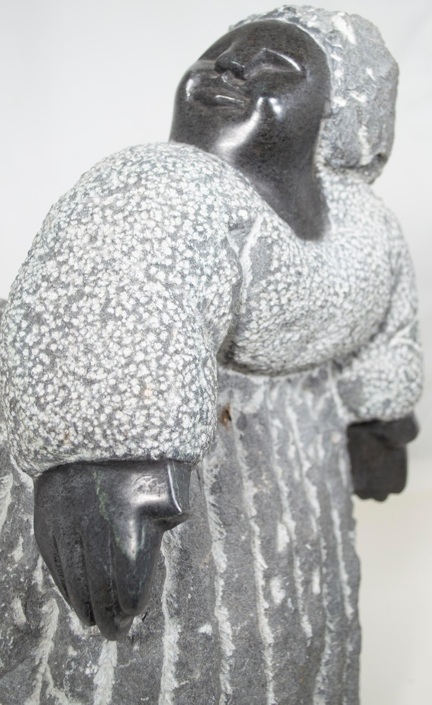 'Grandmother' original Shona stone sculpture signed by Colleen Madamombe For Sale 3