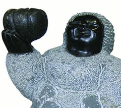 "Mother Holding a Pumpkin, " Black Serpentine signed by Colleen Madamombe