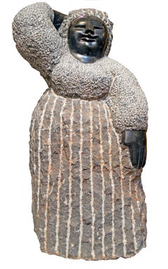 'Preoccupied' original signed Shona stone sculpture by Colleen Madamombe