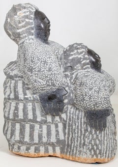 'Women Standing in Line' original Shona stone sculpture signed Colleen Madamombe