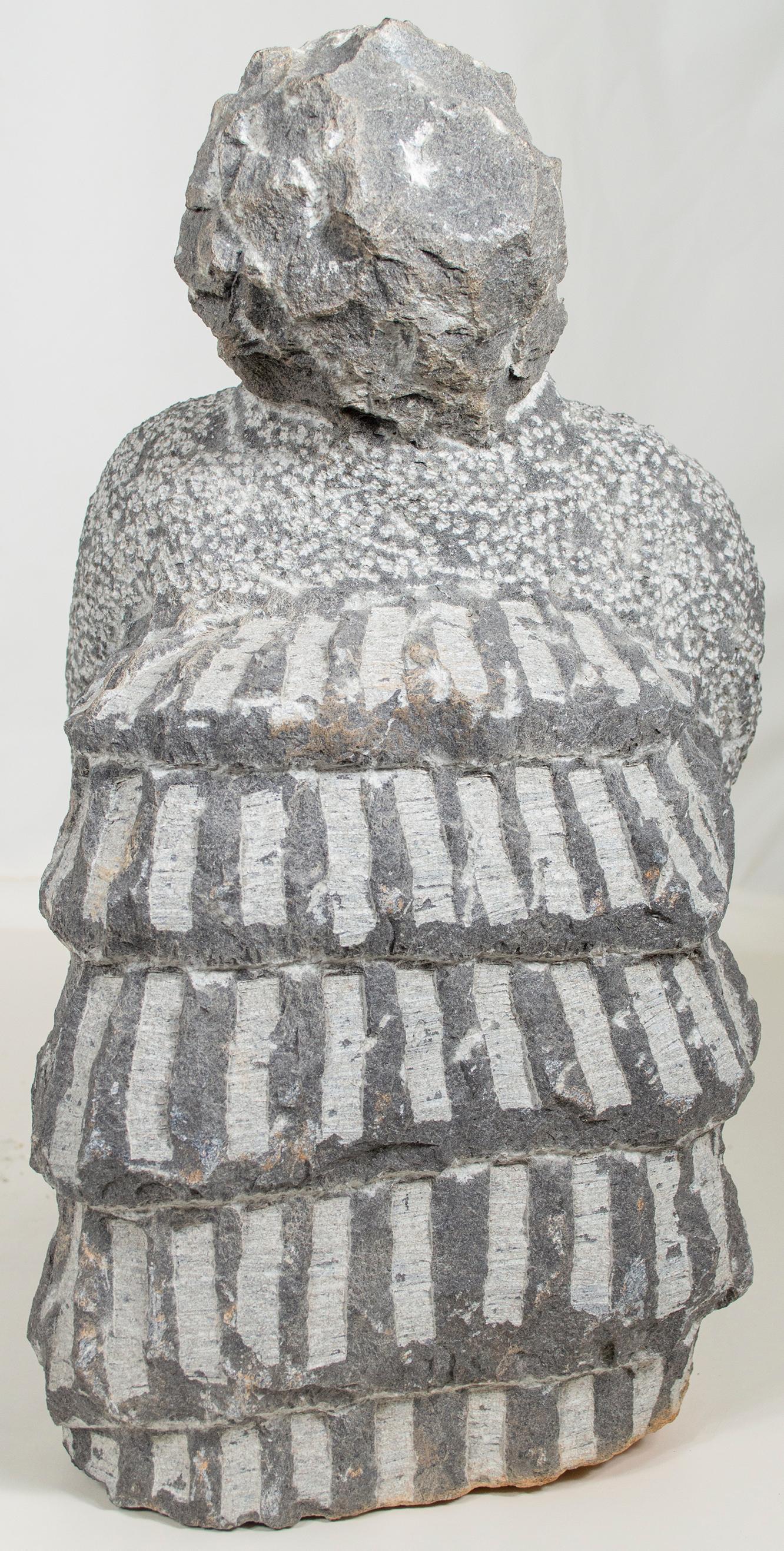'Women Standing in Line' original Shona stone sculpture signed Colleen Madamombe For Sale 1