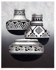 Indian Potter II, Folk Art Lithograph by Colleen Rowland