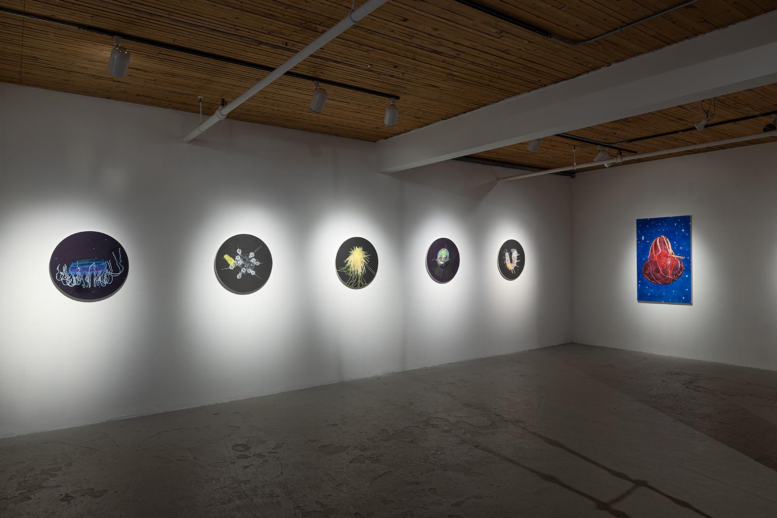Con Into the Deep Blue Sea, l'artista Colleen Wolstenholme, nata in Nova Scotia e residente nel New Brunswick, presenta una serie di dipinti a olio e disegni a inchiostro delle profondità marine, accompagnati da un'installazione in tenda con