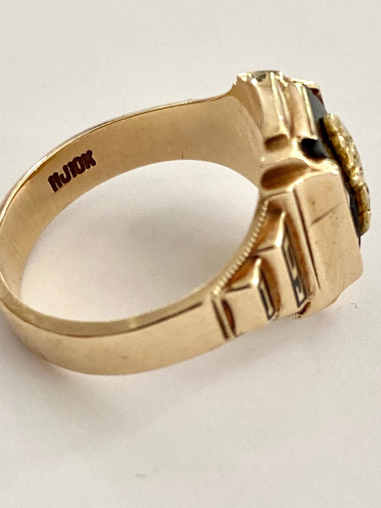 College Ring, Westwood, USA High School, 1958, 10 Karat Gelbgold im Zustand „Gut“ in Heerlen, NL