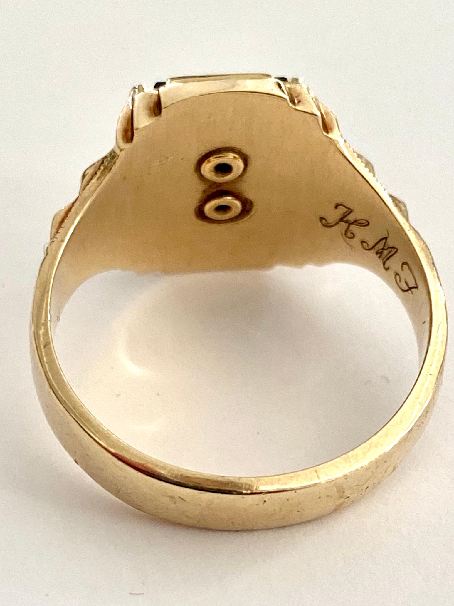 College Ring, Westwood, USA High School, 1958, 10 Karat Gelbgold Damen