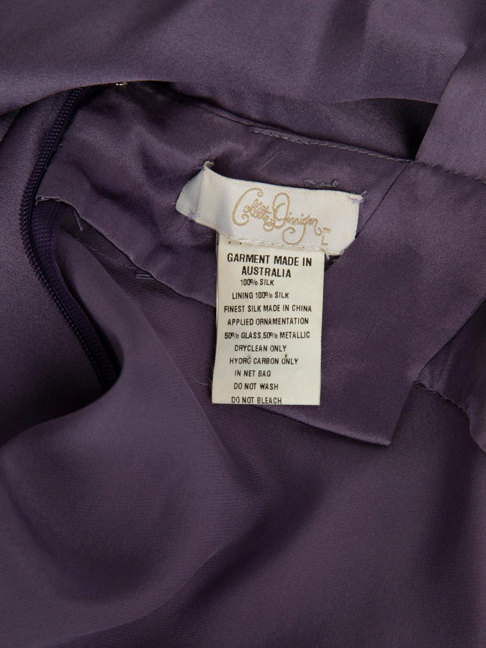 Collette Dinnigam Lila Seiden Midikleid mit Verzierungen Größe L im Angebot 5