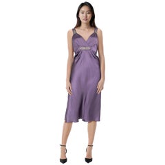 Collette Dinnigam Purple Silk Midi Dress Embellished Size L