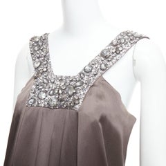 COLLETTE DINNIGAN 100% silk bronze embellished neckline mini dress S