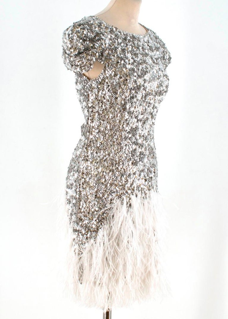 Collette Dinnigan FeatherTrimmed Sequin Dress at 1stDibs