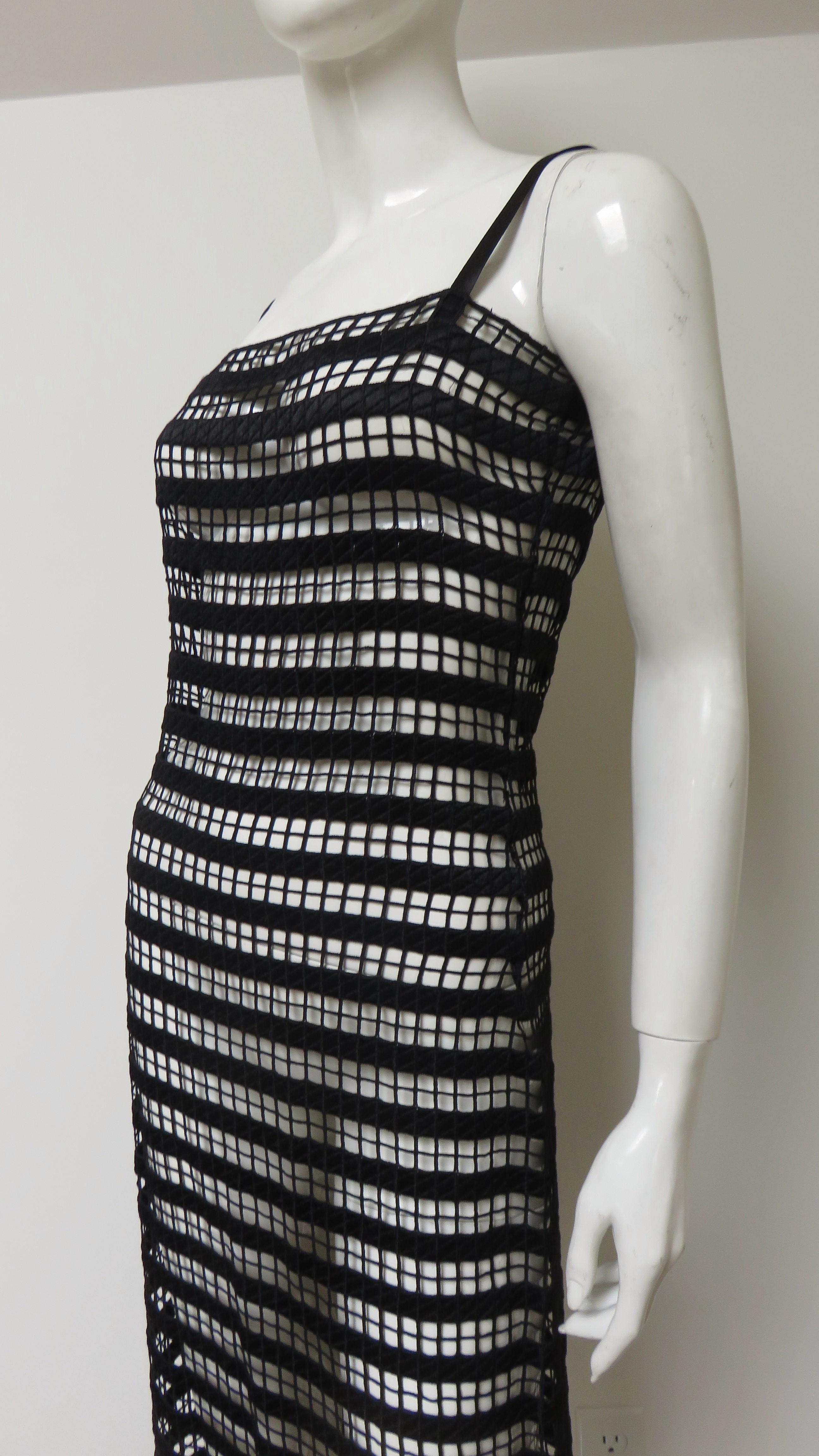 Women's Collette Dinnigan Geometric Lace Silk Slip Dress For Sale