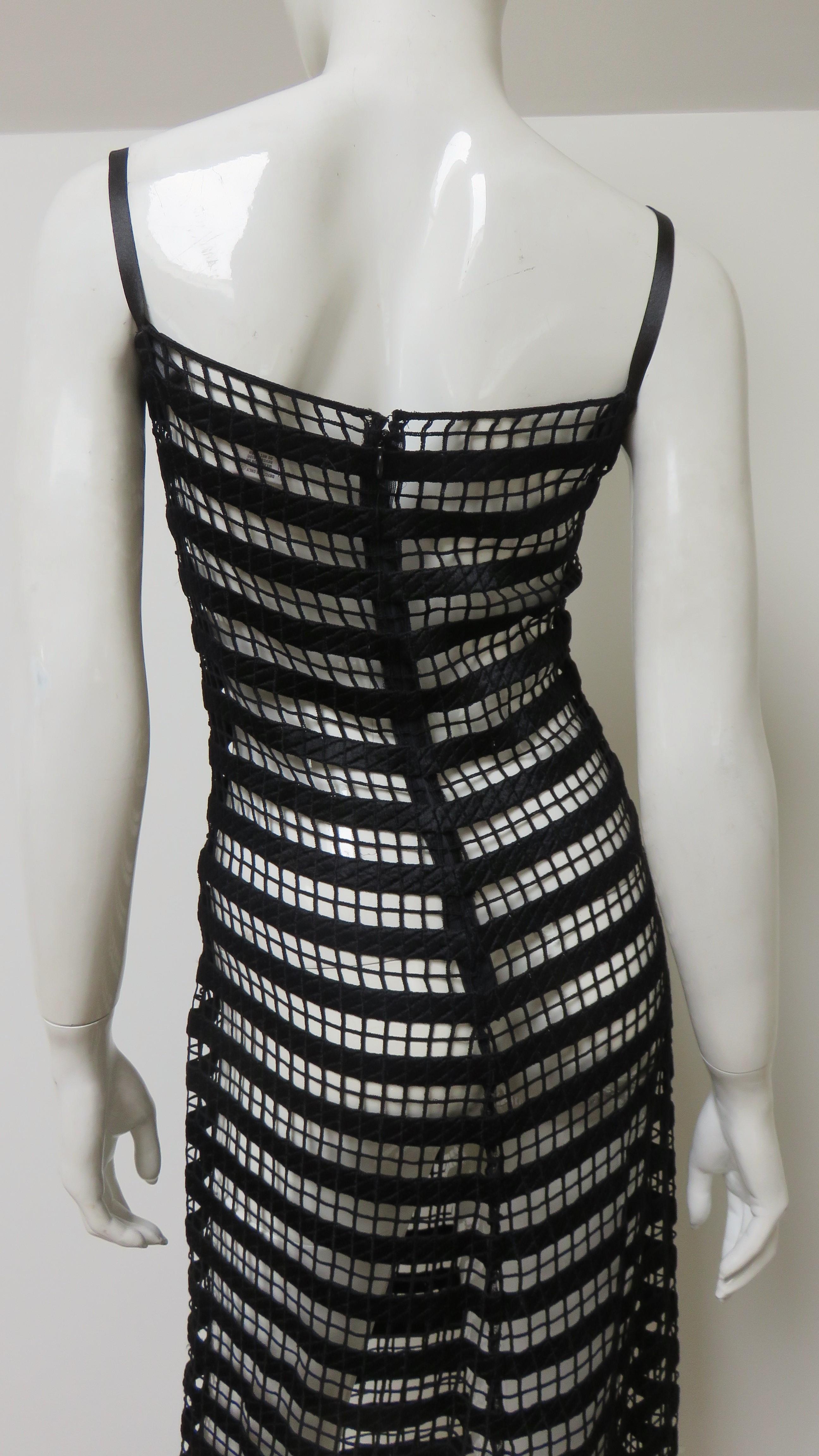 Collette Dinnigan Geometric Lace Silk Slip Dress For Sale 4