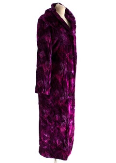 Collette Dinnigan Pink & Purple Oversized Velvet Coat SIZE L