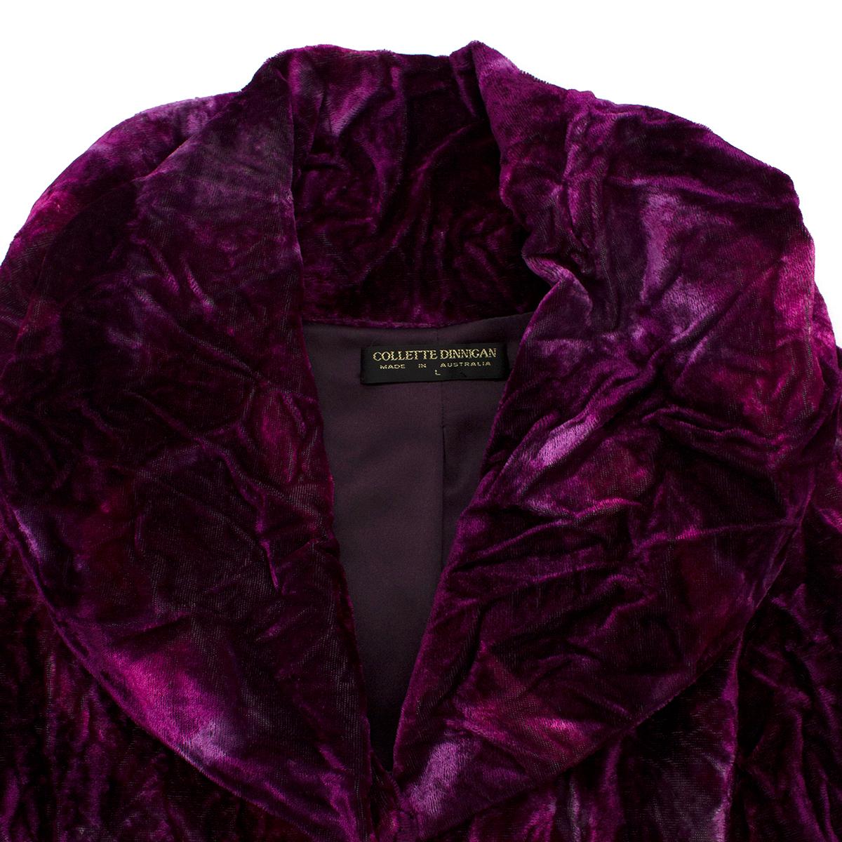 Black Collette Dinnigan Pink & Purple Oversized Velvet Coat  SIZE L