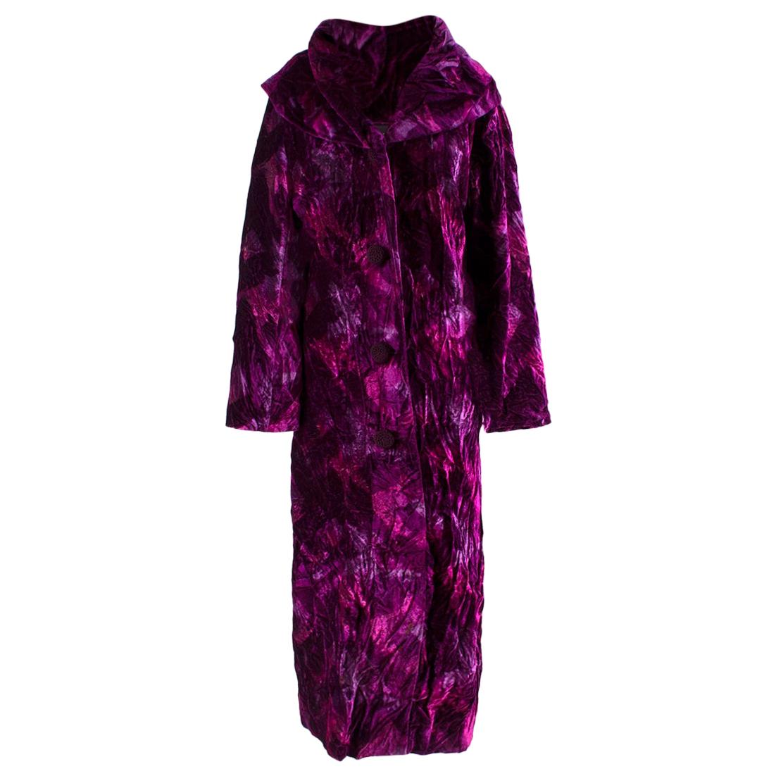 Collette Dinnigan Pink & Purple Oversized Velvet Coat  SIZE L