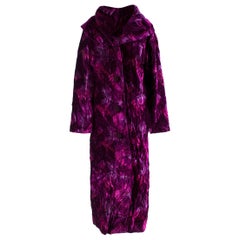 Collette Dinnigan Pink & Purple Oversized Velvet Coat  SIZE L