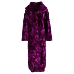 Collette Dinnigan Pink & Purple Oversized Velvet Coat SIZE L