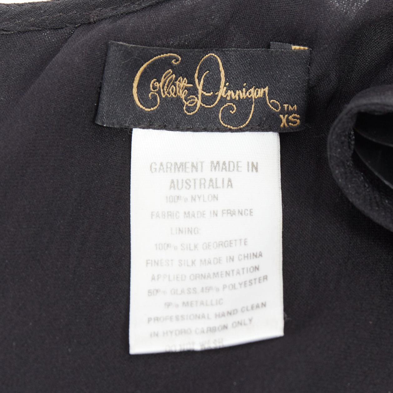 COLLETTE DINNIGAN Runway black jewelled pailettes party shift dress XS For Sale 3