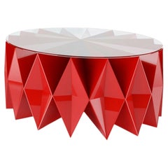Colletto Round Coffee Table in Powder-Coated Aluminum & Glass Top by altreforme