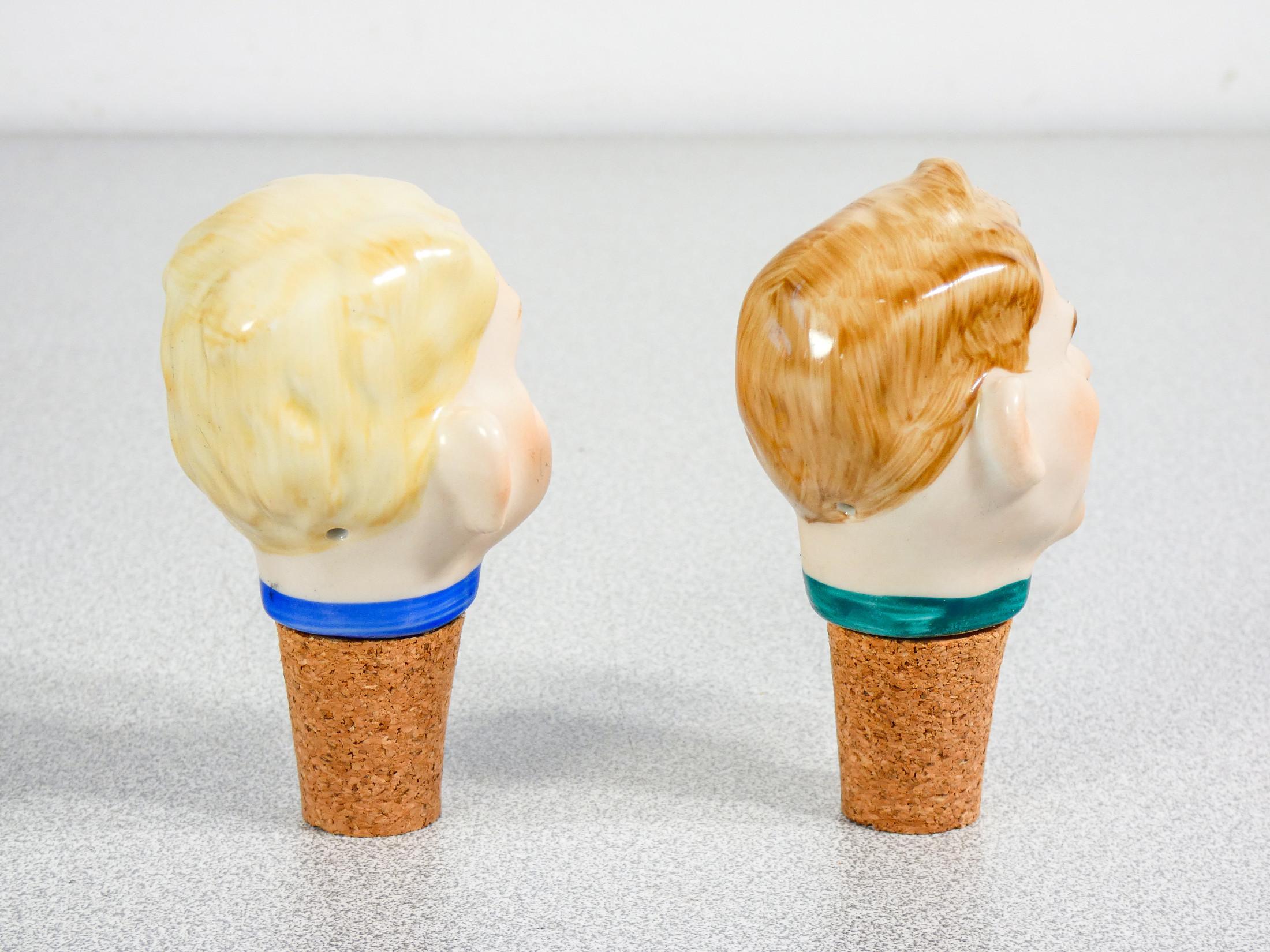 Porcelain WAGNER & APEL collection of four porcelain and cork stopper-versions For Sale