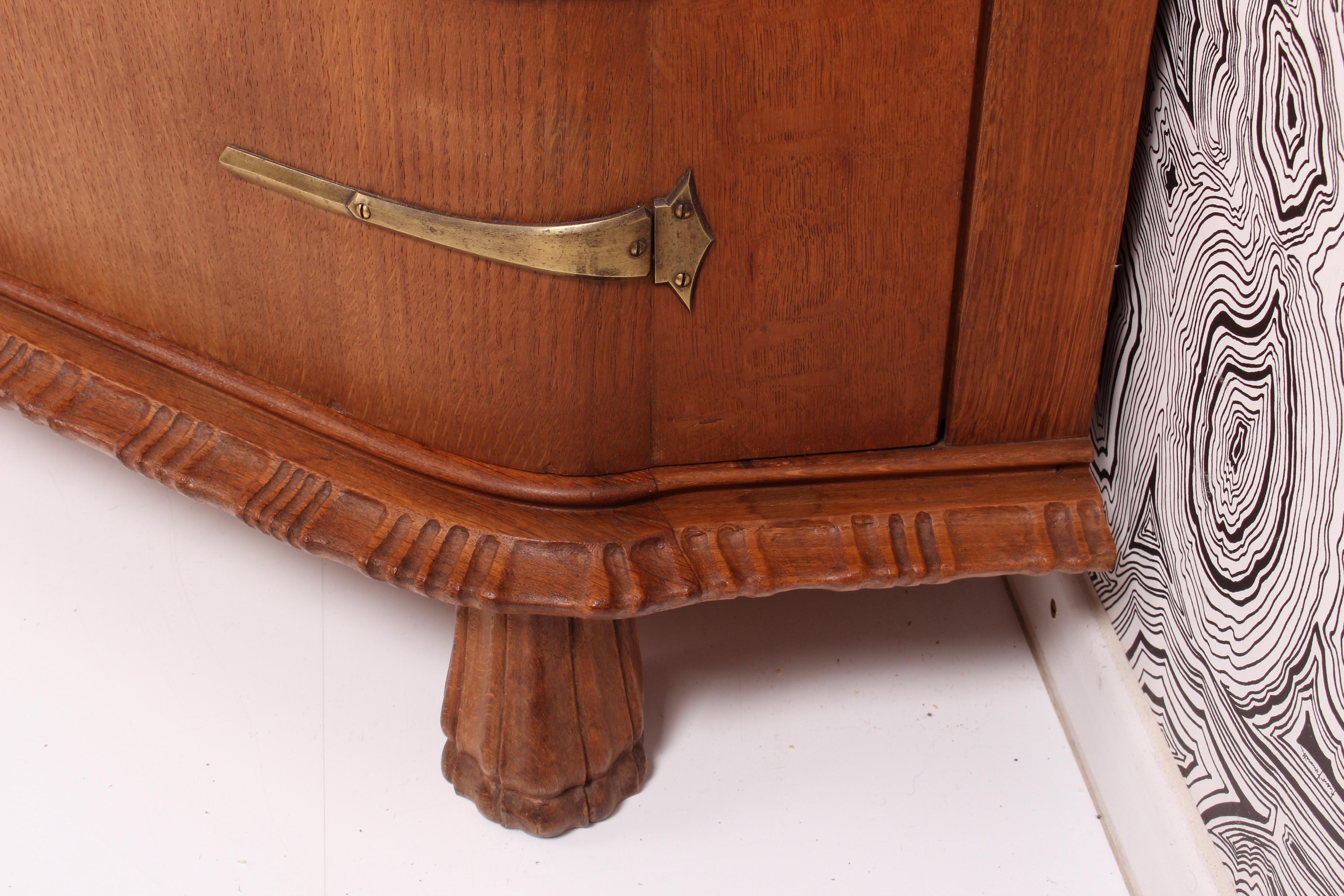 Colli Torino (Est. 1850) Art Nouveau Italian Corner Cabinet Wardrobe Solid Oak  For Sale 2