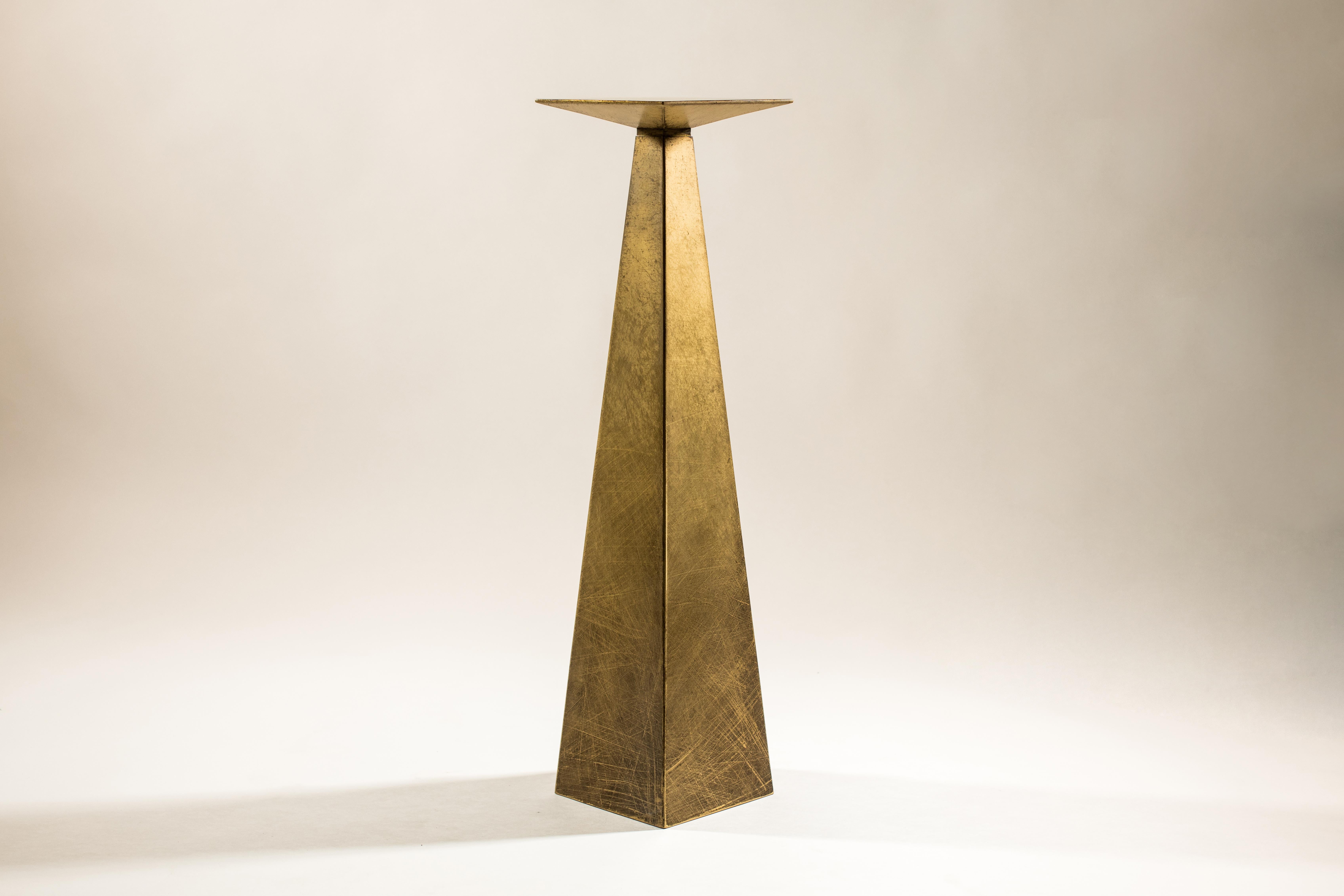 Collide Aged Brass Side Table by Pietro Franceschini
Sold exclusively by Galerie Philia
Materials: Aged brass
Dimensions: W 19cm L 19cm H 73cm
Origin: Italy 
Manufacturer: Fonderia Artù

Pietro Franceschini
Pietro Franceschini is an architect and