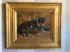 Collie Bitch with Puppies Signed 'J. Murray Thomson' Provenance Christies London