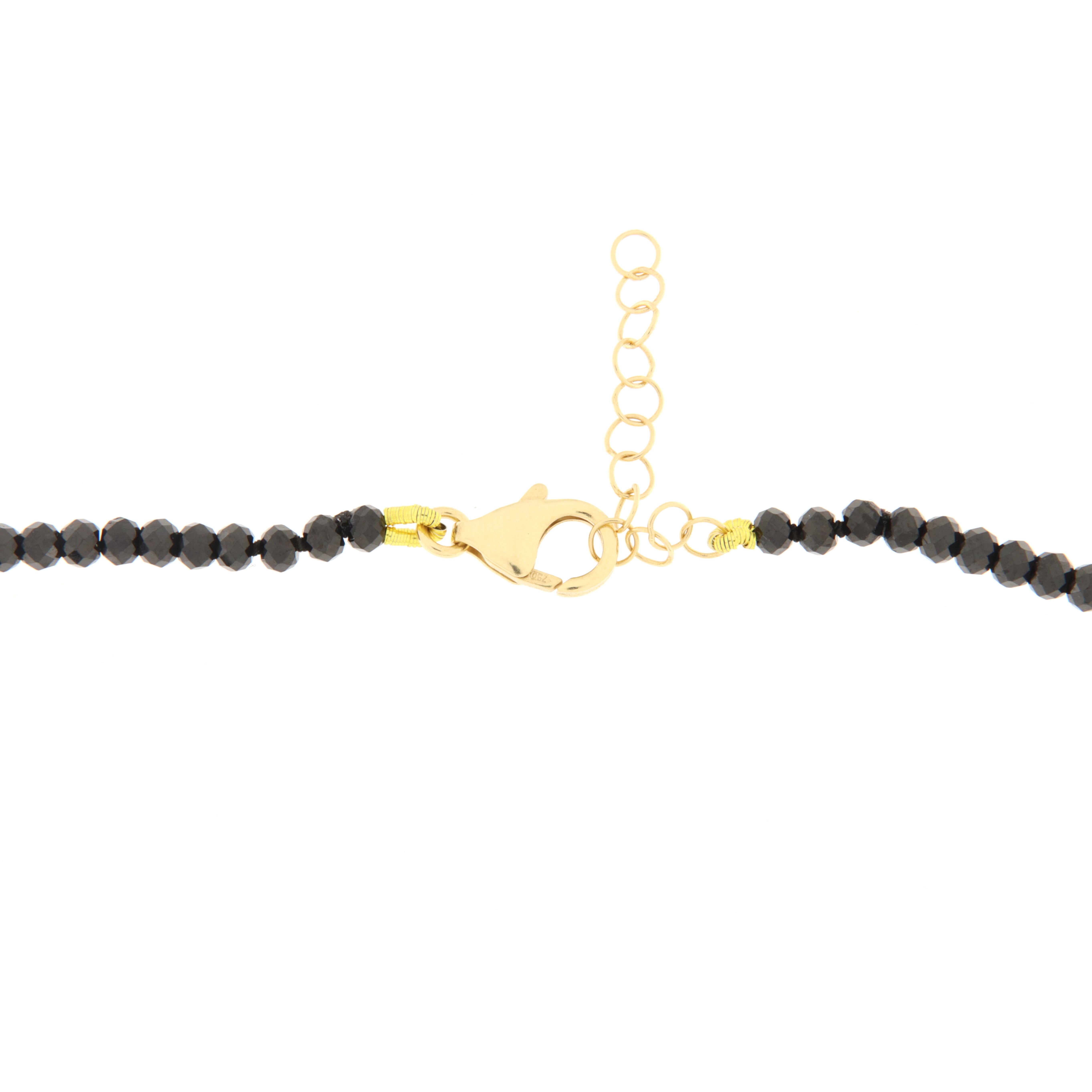 Collar de garganta con espinela negra facetada y gotas de ágata verde Art Decó en venta