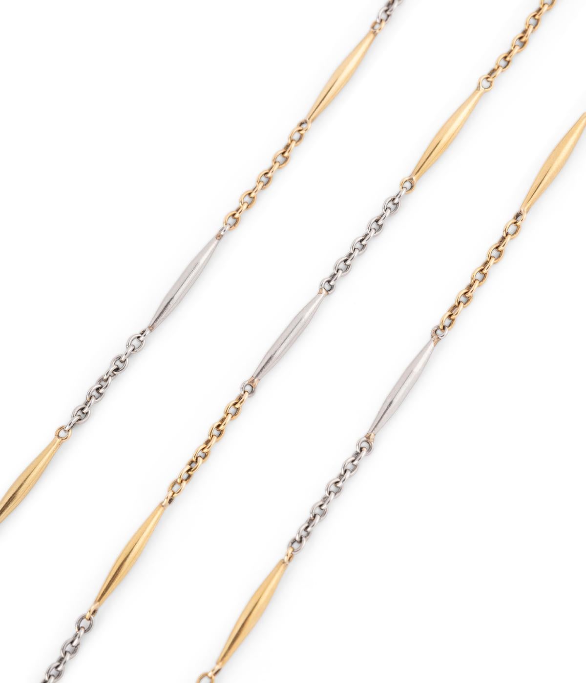 Édouardien Collier ancien chaîne de montre or jaune et gris en vente