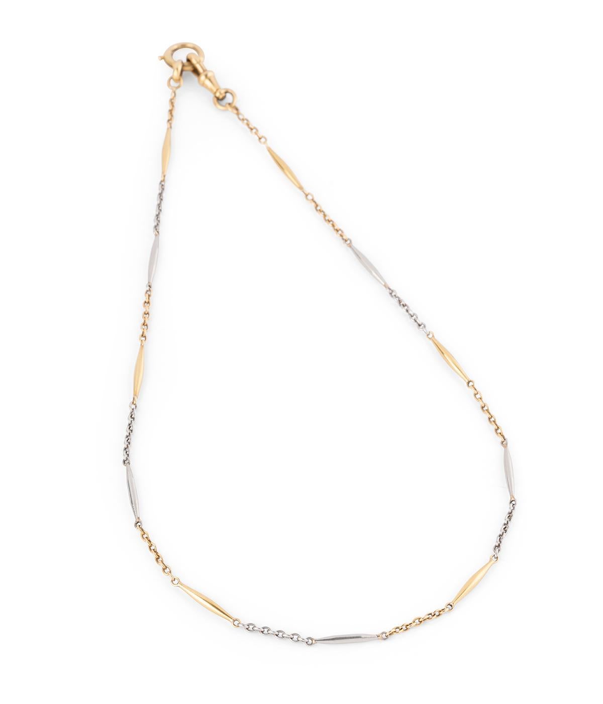 Collier ancien chaîne de montre or jaune et gris Unisexe en vente