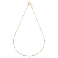 Collier ancien chaîne de montre or jaune et gris