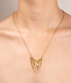 Collier Art nouveau en or 18 carats et perles