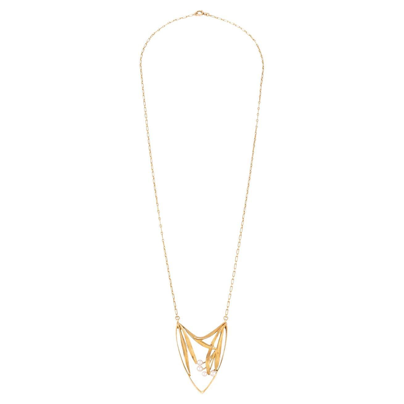 Collier Art nouveau en or 18 carats et perles